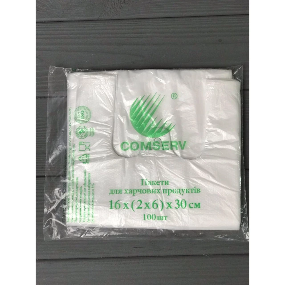 Пакет “Майка“ 16х30 без малюнка в блоці