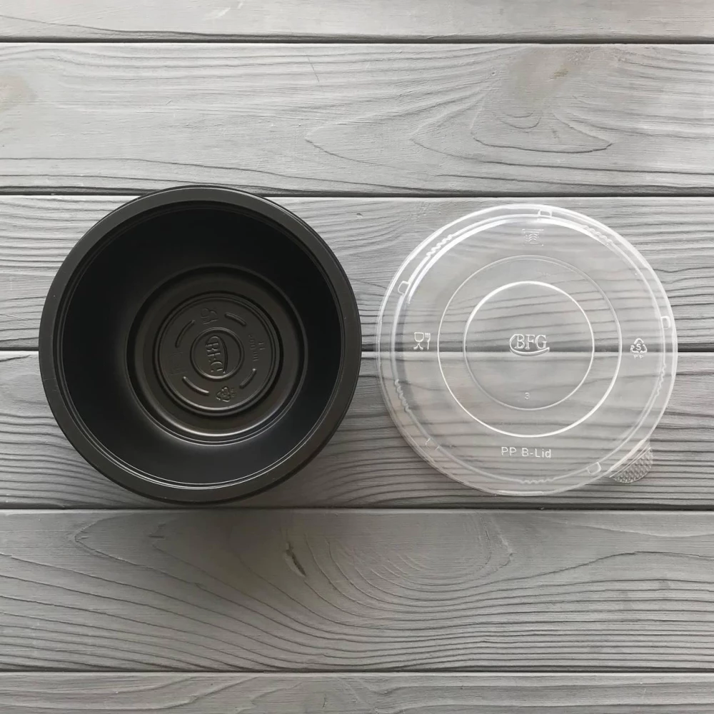 Салатник (супник) чорний з кришкою 500мл RB-500 (400шт/священ)