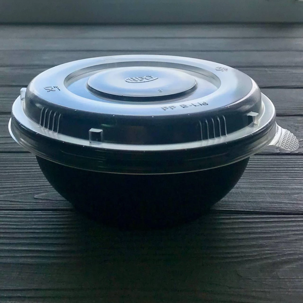 Супник (салатник) чорний з кришкою 500мл RB-500 (400шт/ящ)