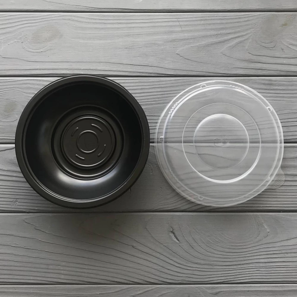 Супник (салатник) чорний з кришкою 350мл RB-350 (400шт/ящ)