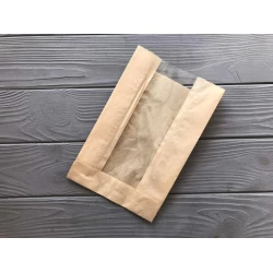 Бумажный пакет с прозрачной вставкой 210х140х50  18Ф 1000 шт