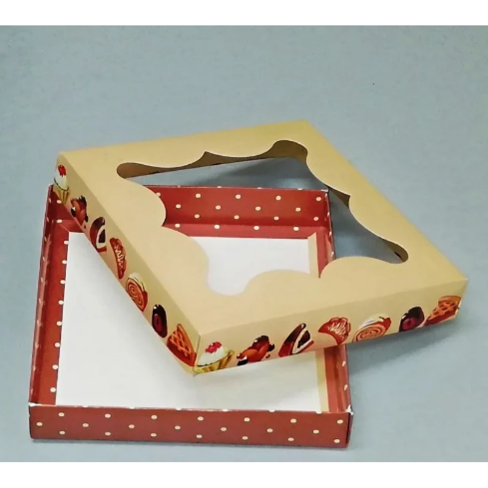 Картонна коробка для пряників з малюнком 155*155*30 К08