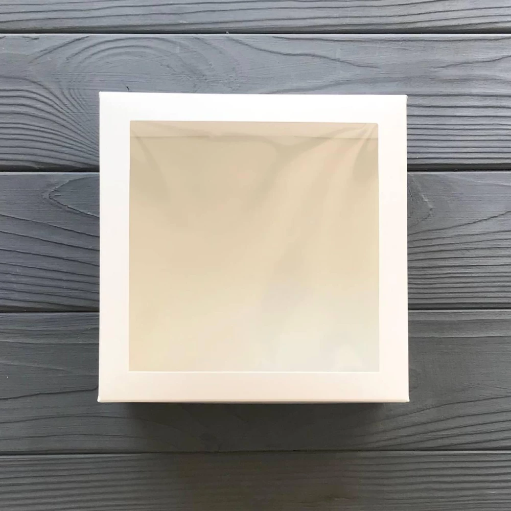 Коробка бенто-торт з віконцем 150х150х70 мм біла