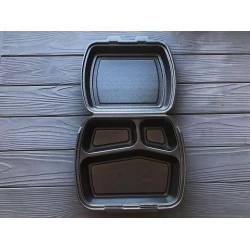 Ланч-бокс MB-3 чорний (150шт) 240x210x70 мм (3 ділення)