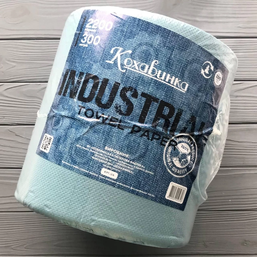 Полотенце бумажное рулон Кохавинка синий 300 метров/2200 отрывов (1рул/уп)