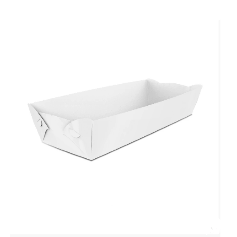 Картонна тарілка-човник Максі Біла (100шт/уп)