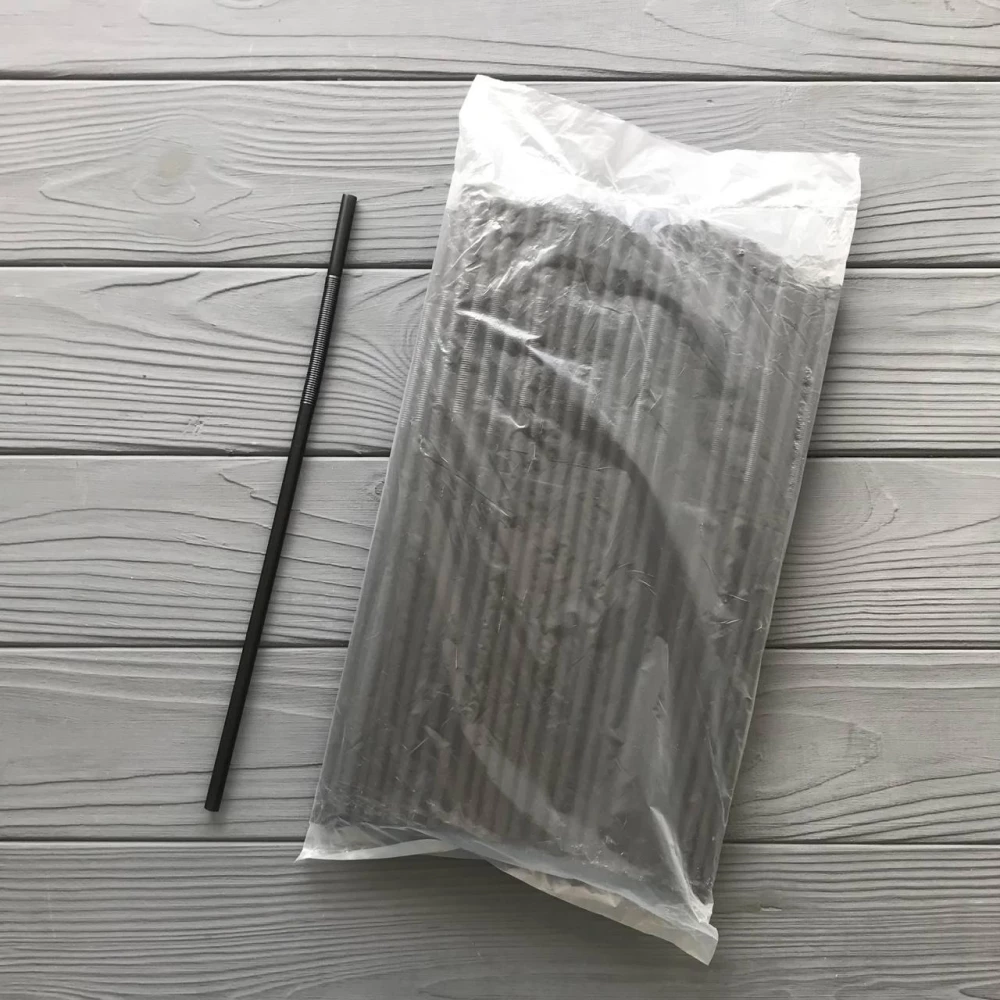 Трубочка Артистик чорна (довга гофра) (100шт/уп)