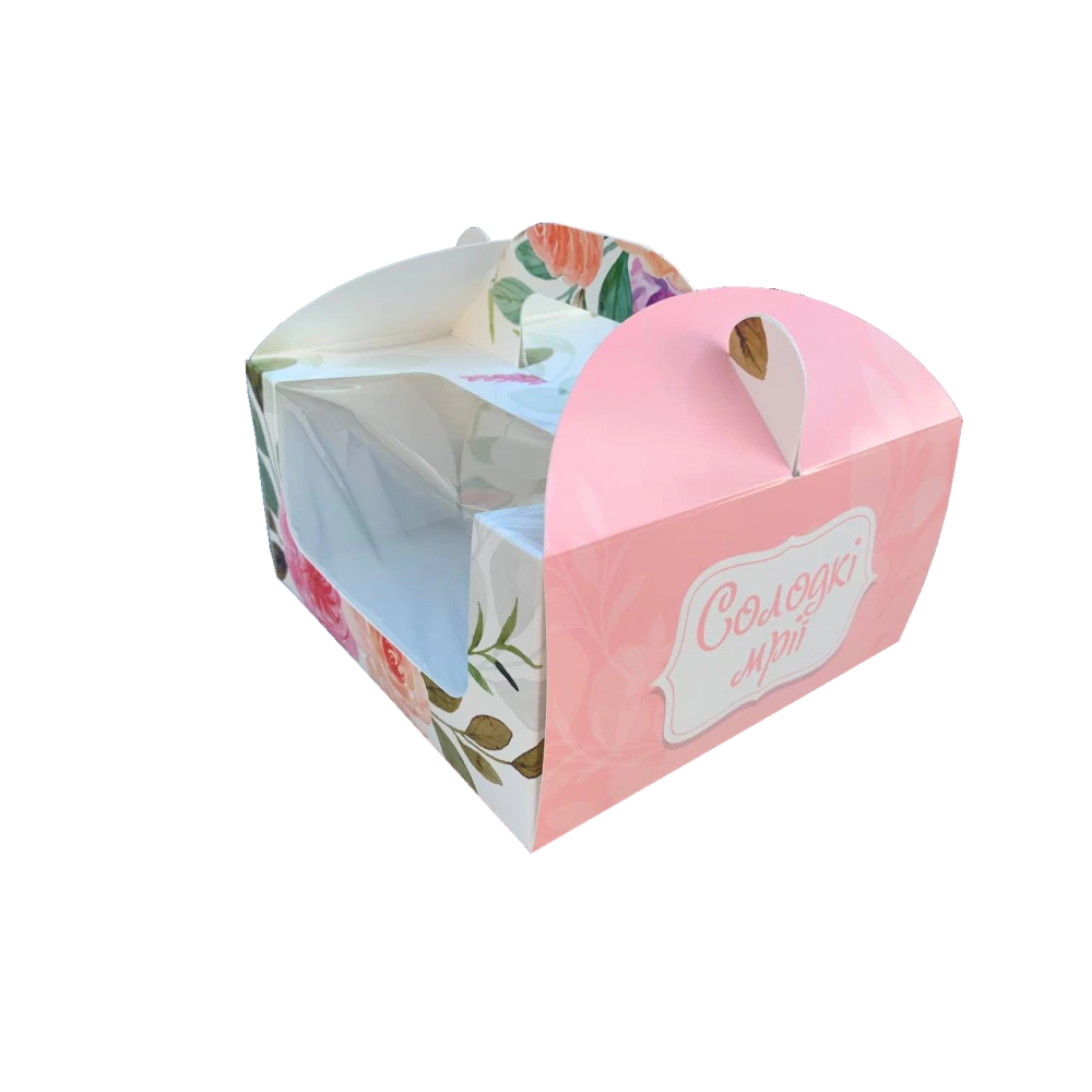 Коробка для капкейків, кексів і мафінів 173х173х90 мм “Солодкі мрії“ Рожева
