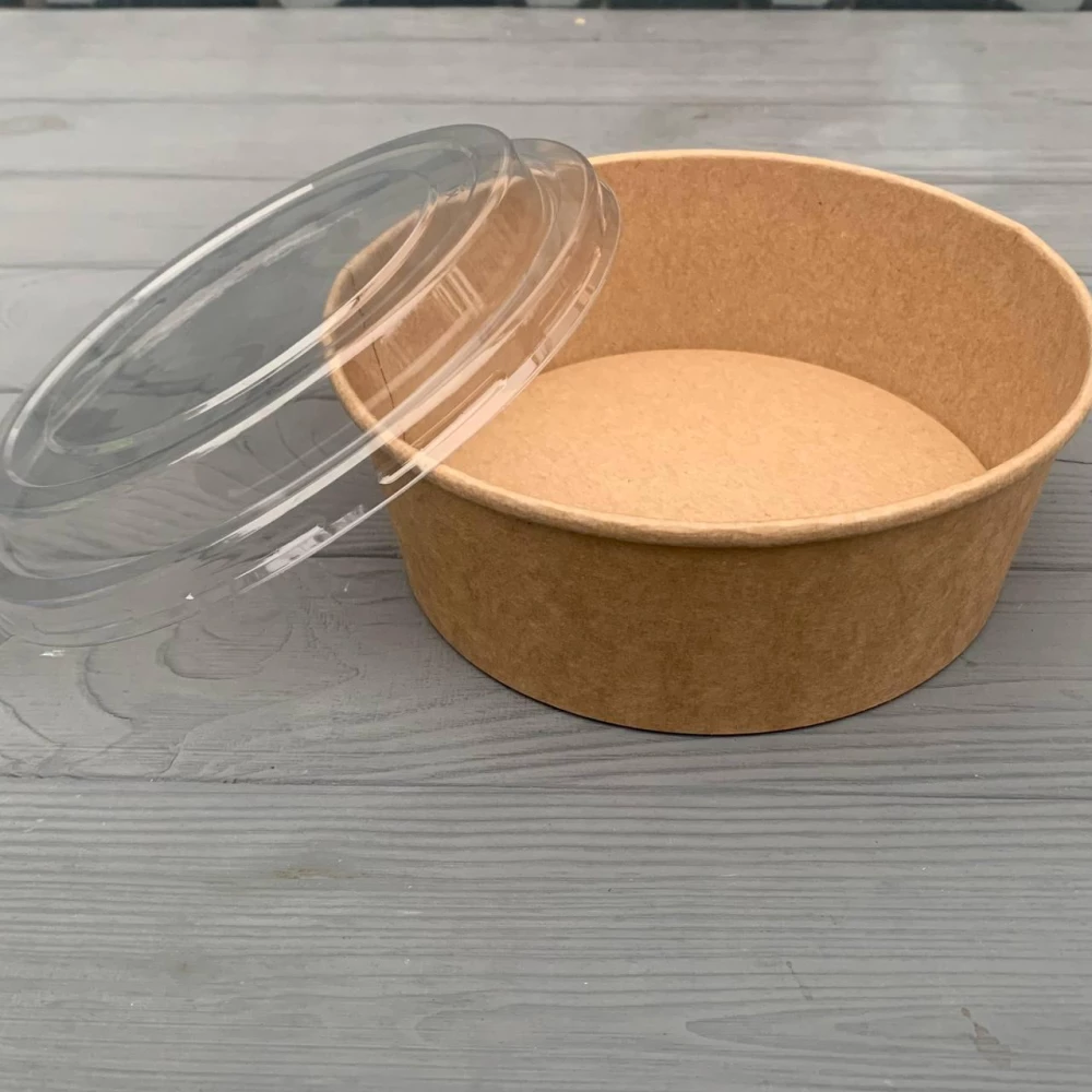 Салатник  крафт 1300 мл з кришкою(50шт/уп|300шт/ящ)