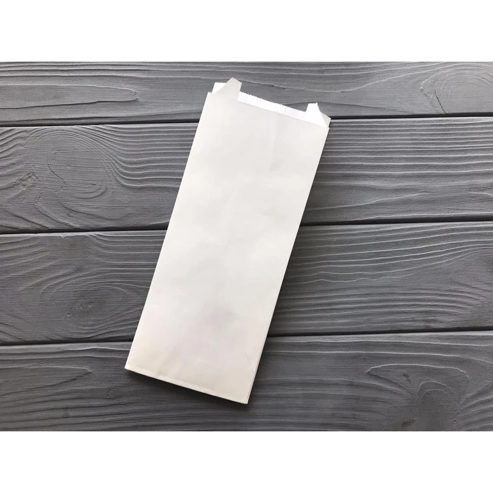 Пакет саше білий 220х90х50 мм 80гр/м2 (максимальна жиростійкість) 107Ф