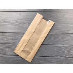 Пакет саше з прозорою вставкою бурий 340х140х60 121Ф