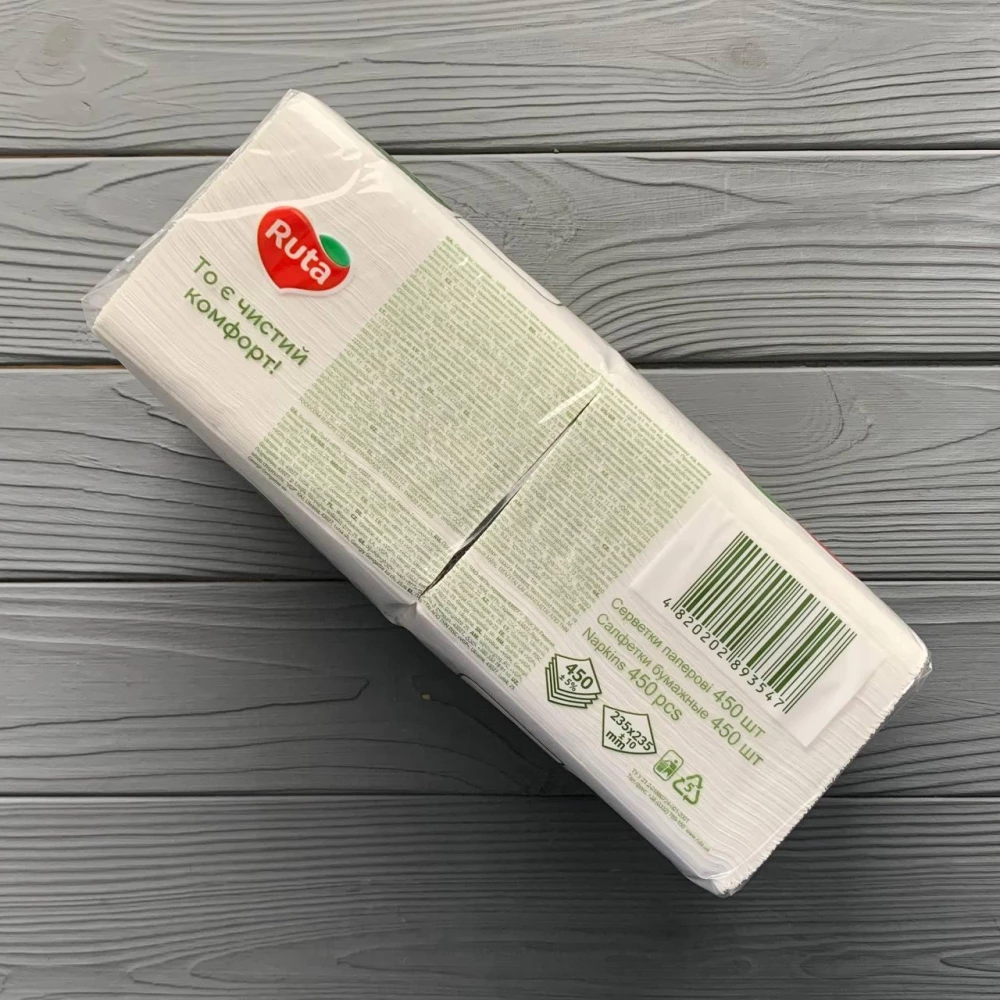 Серветки Ruta Professional 24х24см 1шар білі (450шт/уп|12уп/ящ)