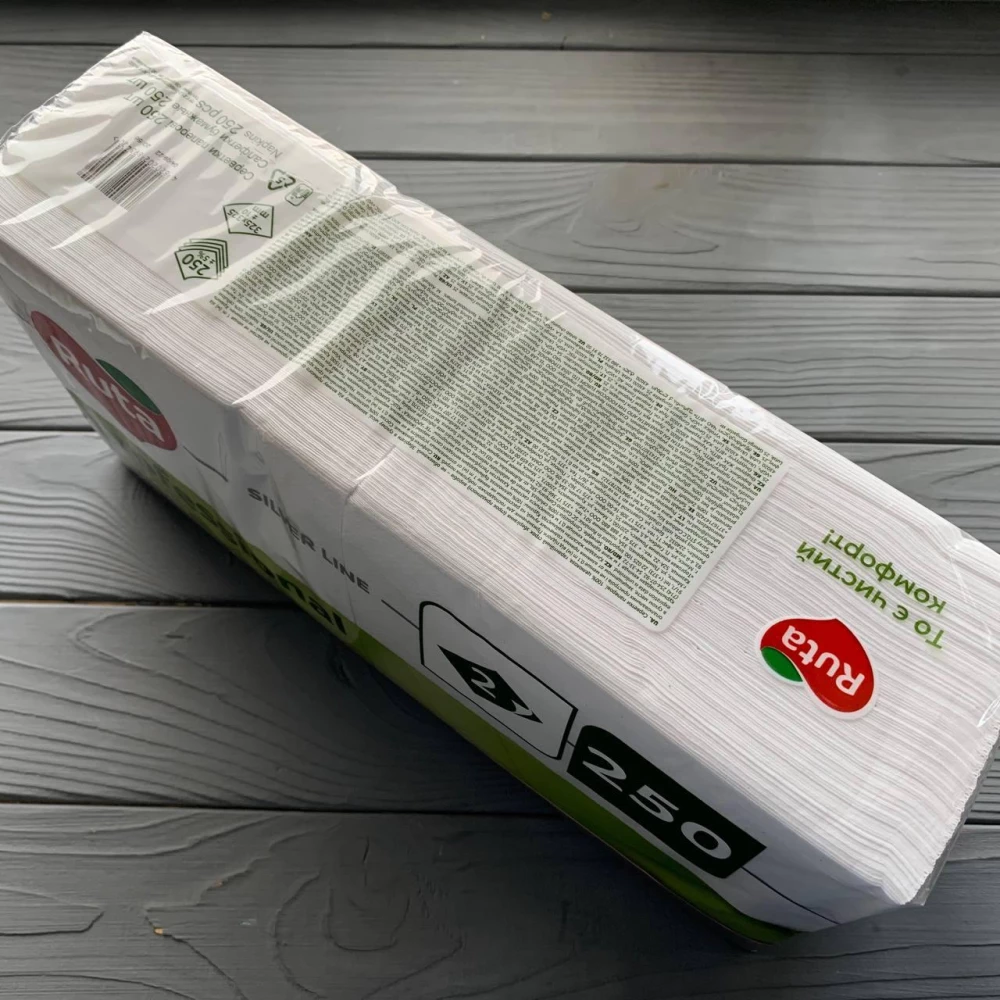 Серветки Ruta Professional 33х33см 2шар білі 1/4 (250шт/уп|4уп/ящ)