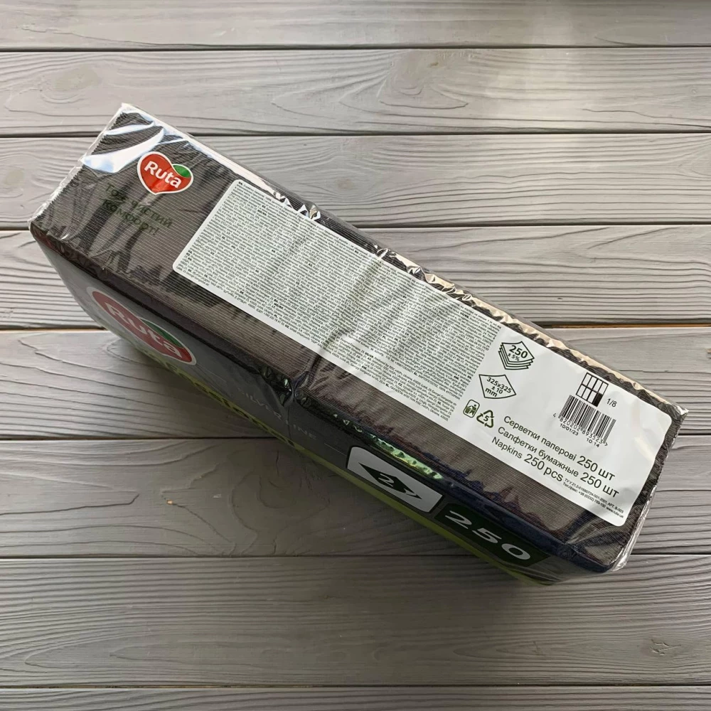 Серветки Ruta Professional 33х33см 2шар чорні 1/8 (250шт/уп|4уп/ящ)