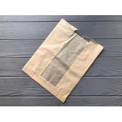 Бумажный пакет с прозрачной вставкой 300х220х50 124Ф