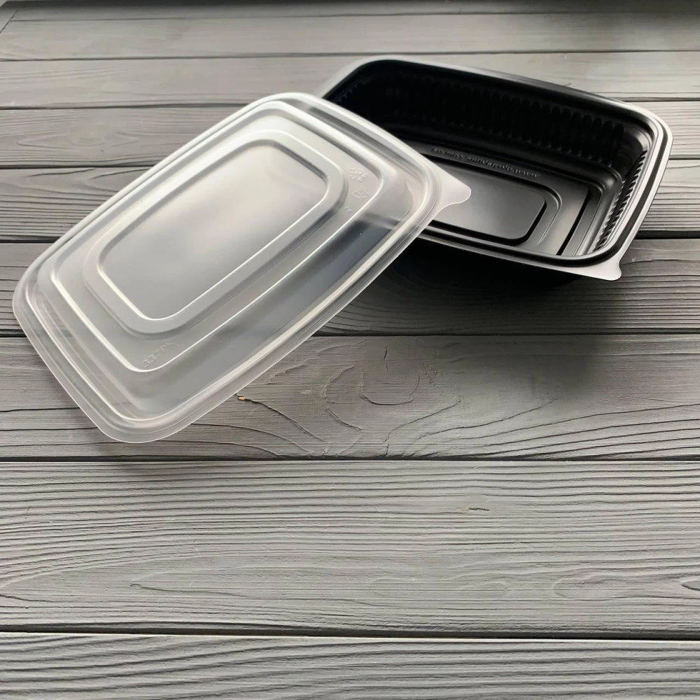 Контейнер чорний для других страв з кришкою на 1 ділення 337BL+337PK (400шт/ящ)