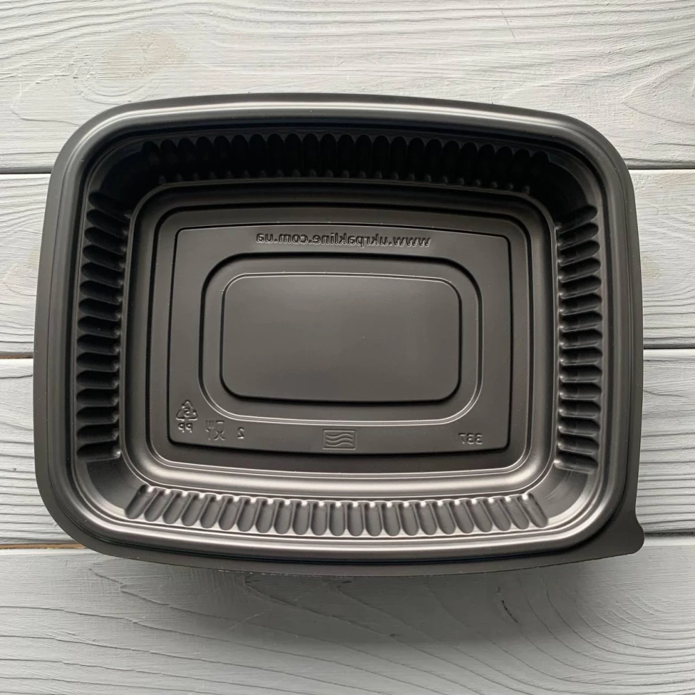 Контейнер чорний для других страв з кришкою на 1 ділення 337BL+337PK (400шт/ящ)