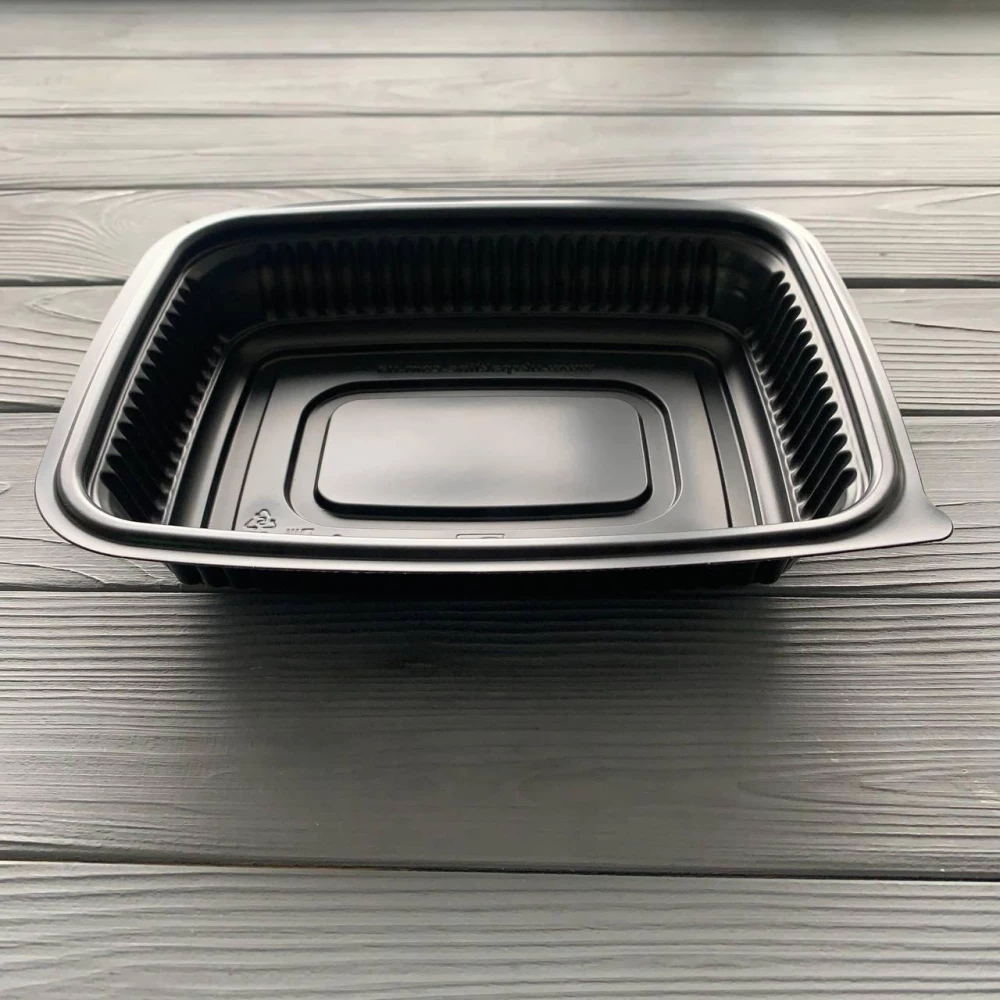 Контейнер чорний для других страв з кришкою на 1 ділення 337BL+337PK (400шт/ящ)