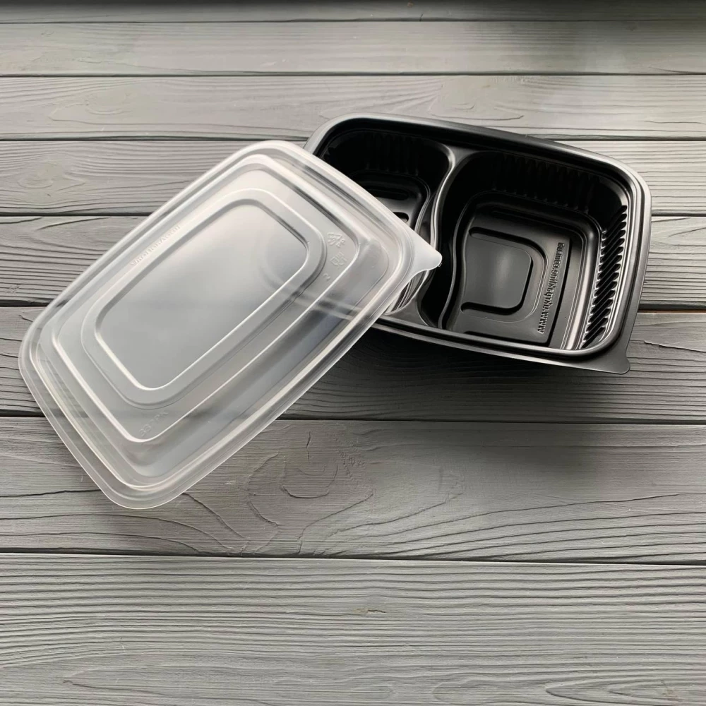 Контейнер черный для вторых блюд с крышкой на 2 деления 338BL+337PK (400шт/ящ)