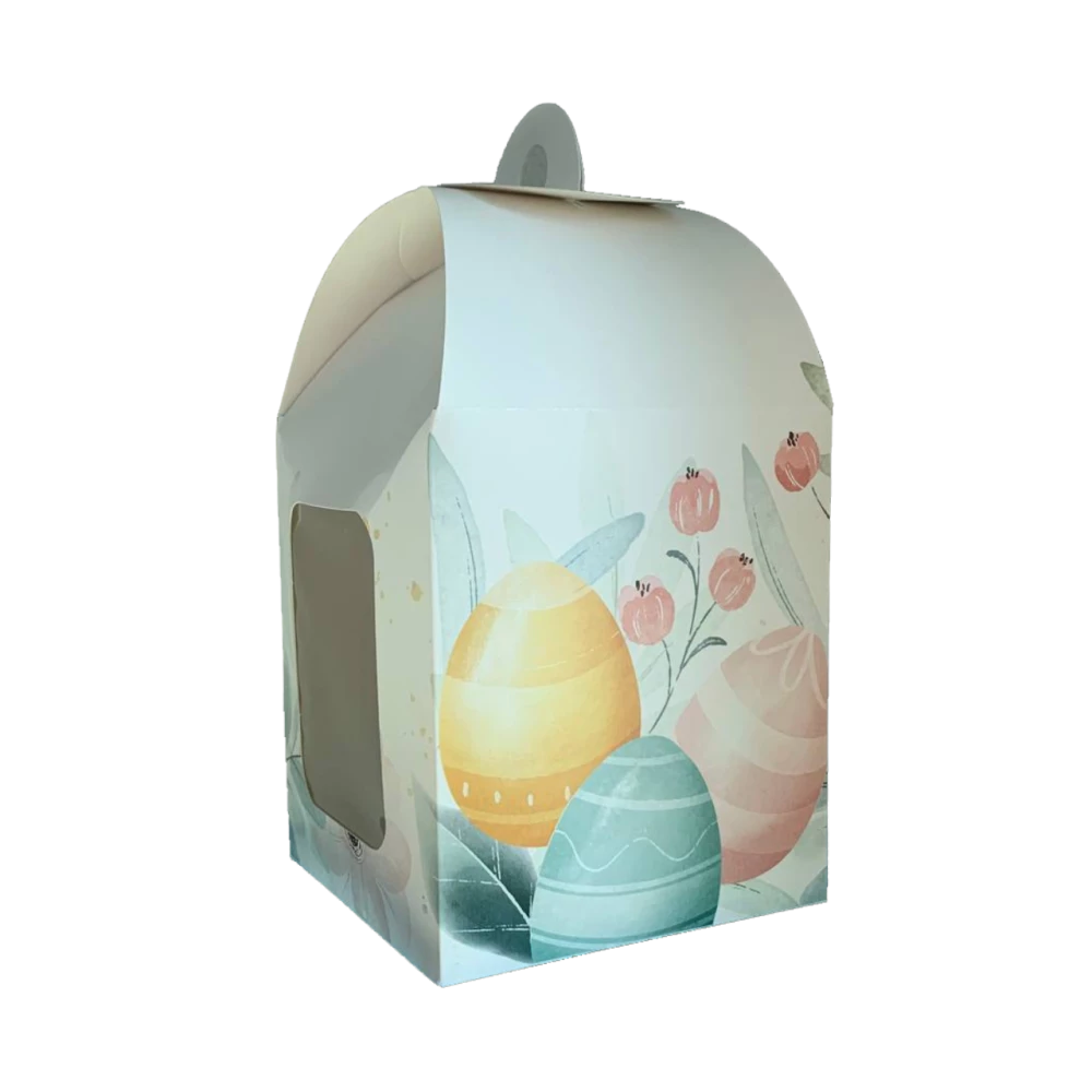 Коробка для паски 120х120х150 мм крейдована біла з принтом KPP12