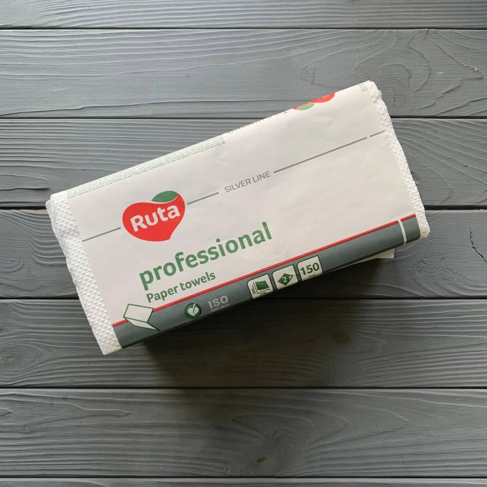 Полотенца бумажные в листах “Ruta“ Professional V - сложение 2 слой белые (150шт/уп|20уп/ящ)