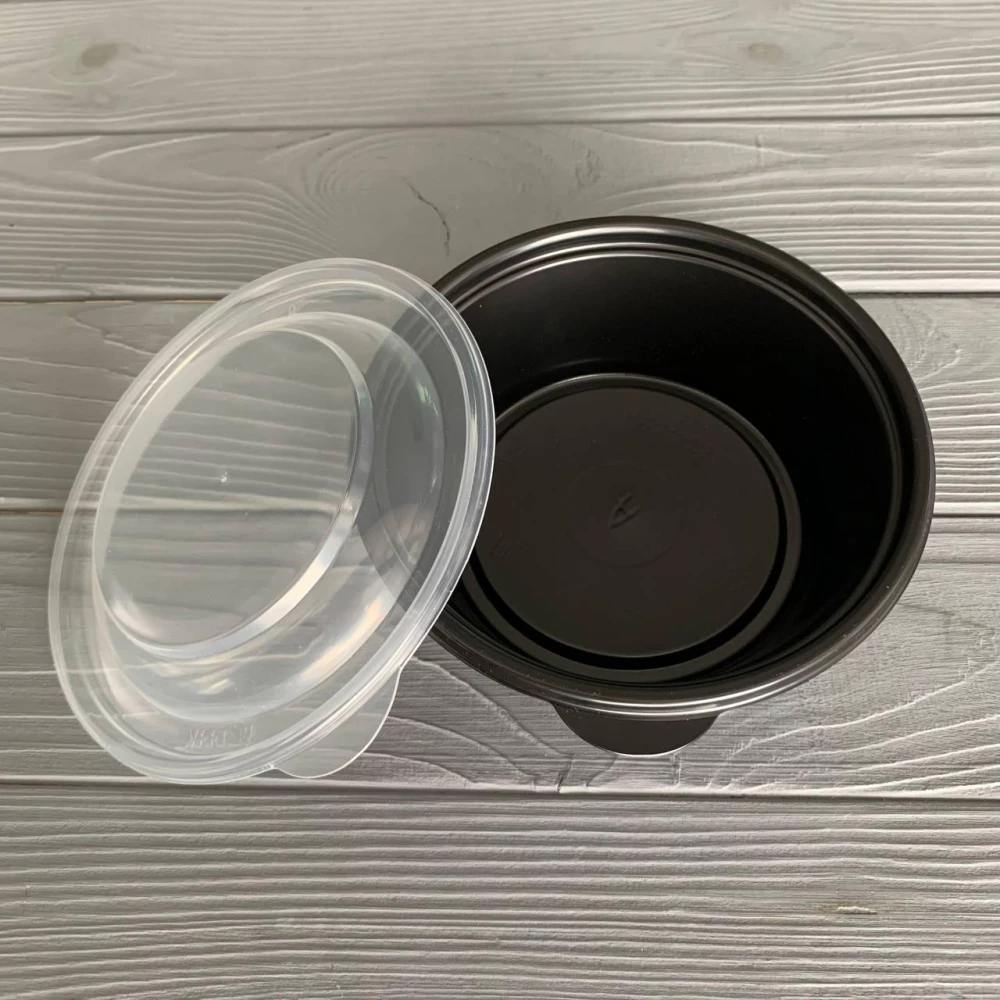 Супник (лоток) 350 мл D-144 мм чорний з кришкою (400шт/ящ)