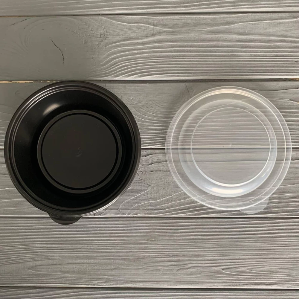 Супник (лоток) 350 мл D-144 мм чорний з кришкою (400шт/ящ)