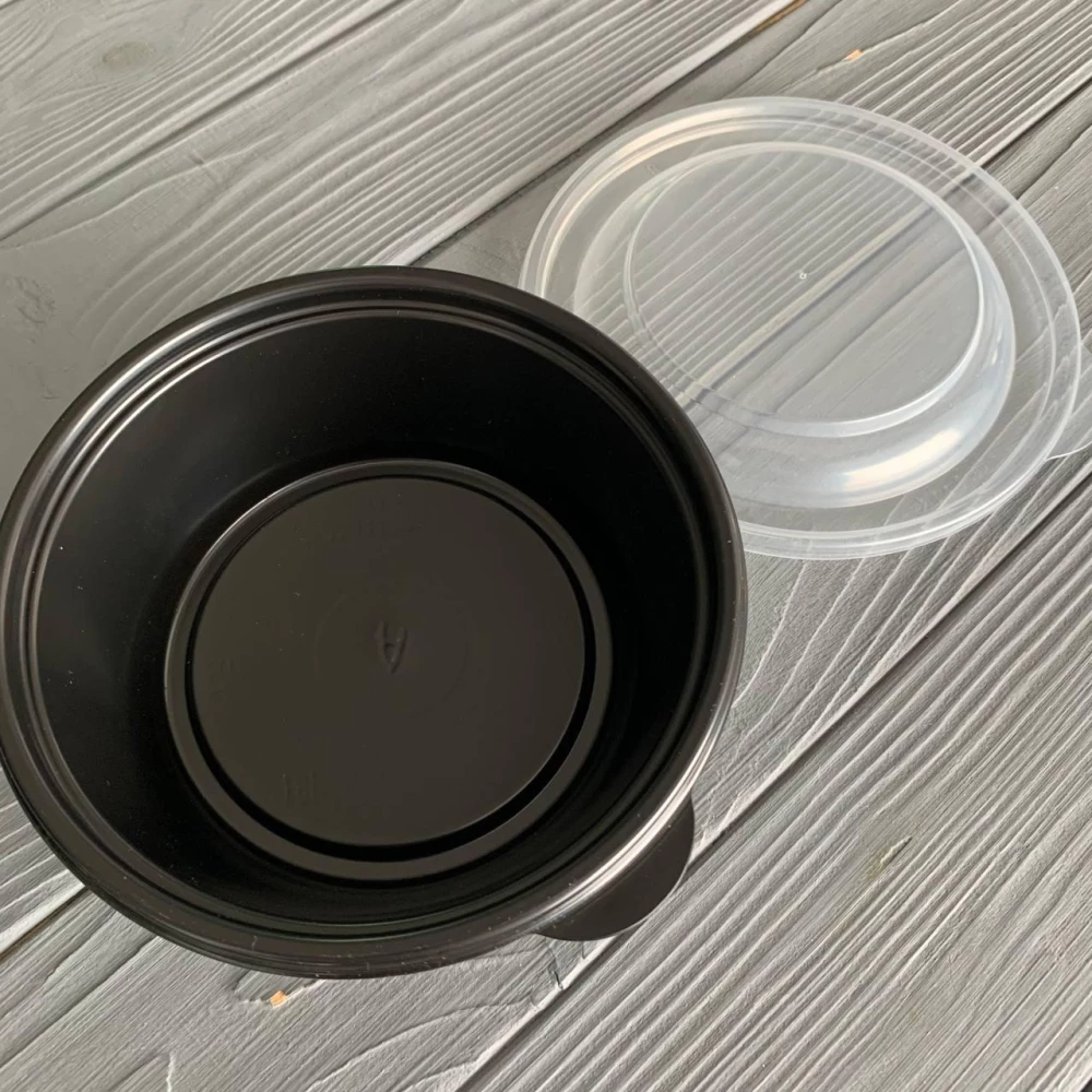 Супник (лоток) 500 мл D-144 мм черный с крышкой (400шт/ящ)