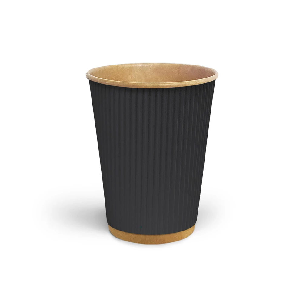 Стакан гофрований 185мл Чорний (крафт основа)
