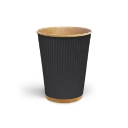 Стакан гофрований 185мл Чорний (крафт основа)