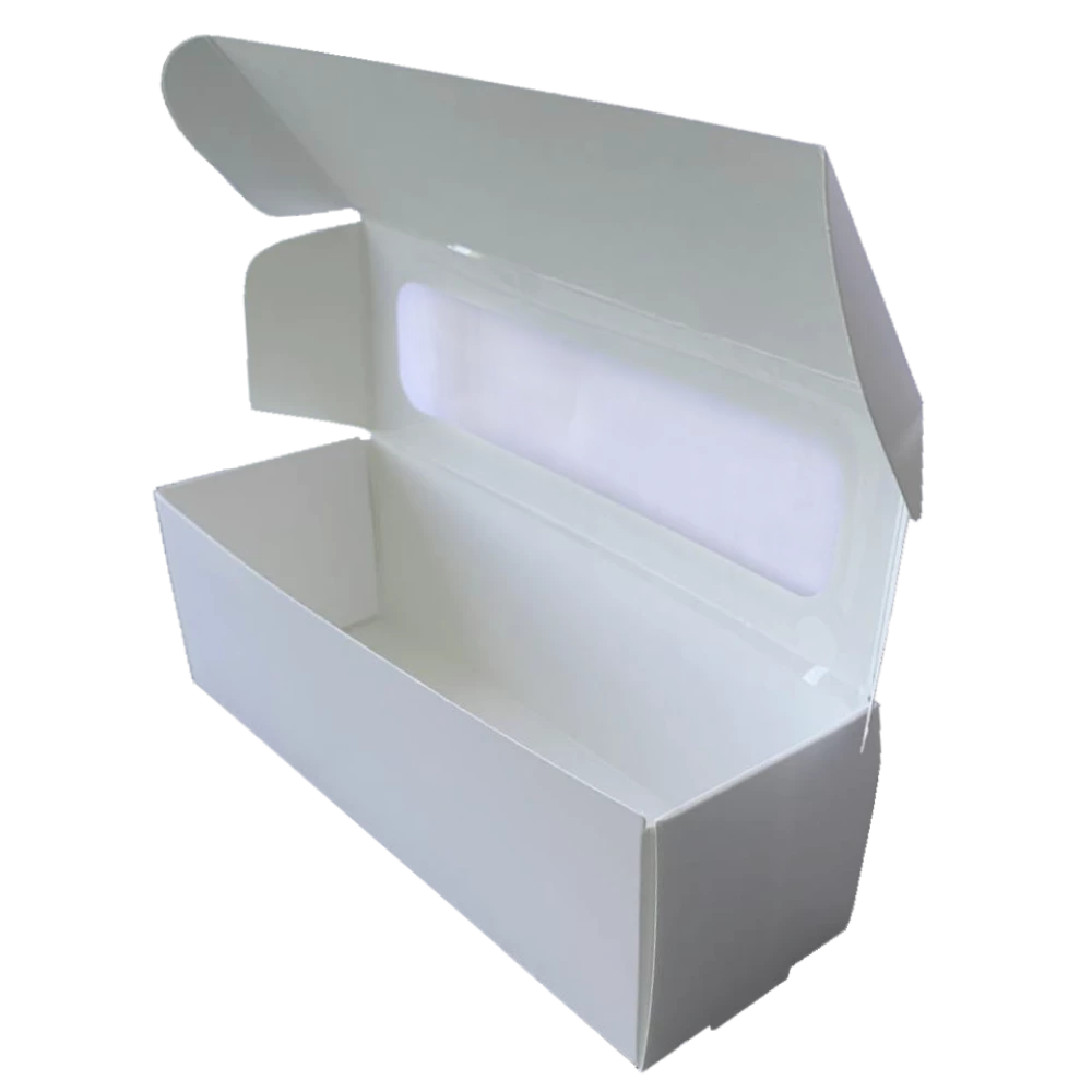 Коробка для макарун біла з віконцем 170*55*55 KPK57