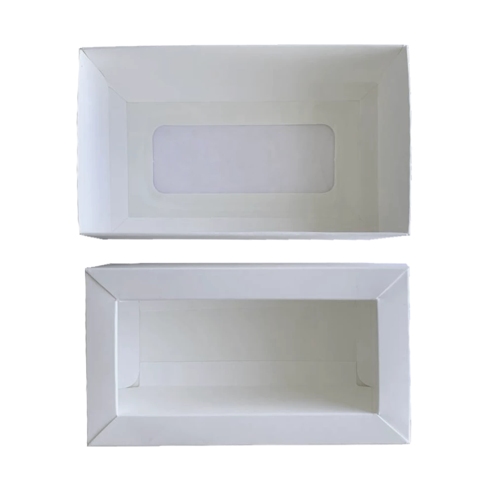 Коробка для макарун біла з віконцем 120*53*50 KPK61