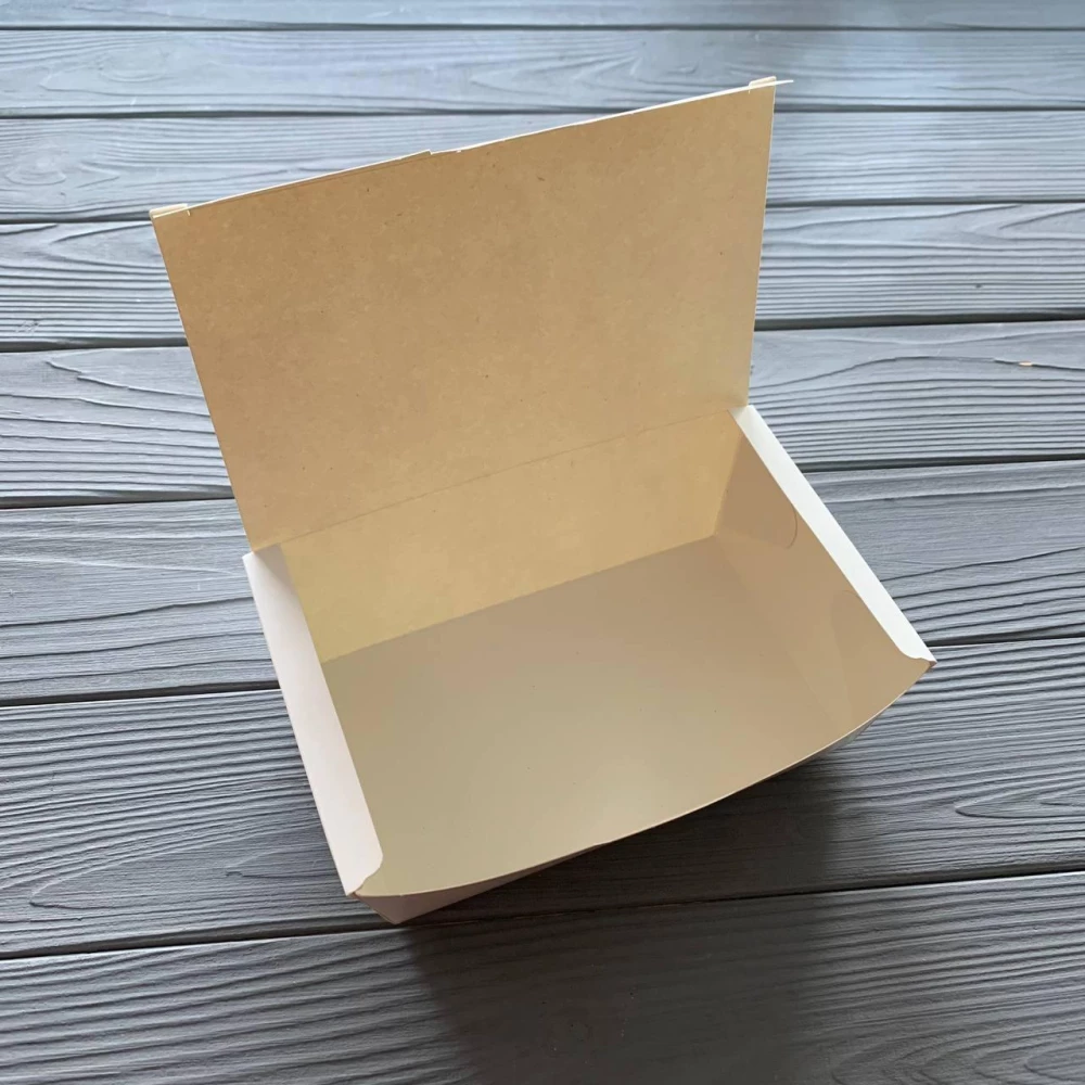 Упаковка паперова велика біла для суші та снеків 165х105х58 мм (25шт/уп|4уп/ящ)