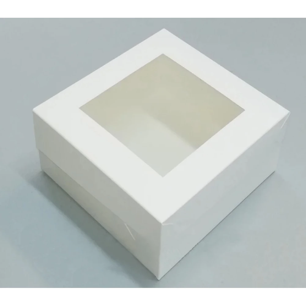 Коробка з віконцем біла 130*130*60 мм ПДК13
