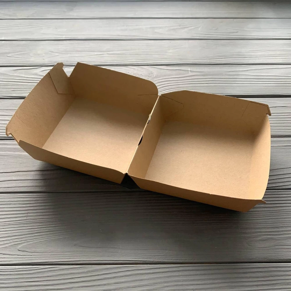 Коробка для бургера XL крафт/крафт 130*130*100 мм (100шт/уп|300шт/ящ)