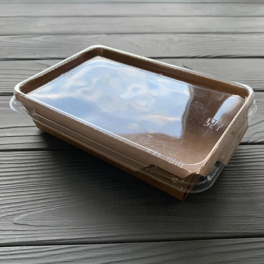 Контейнер бумажный Snack-box крафт/крафт прямоугольный 500мл 135х85х40 мм (50/450) SB500