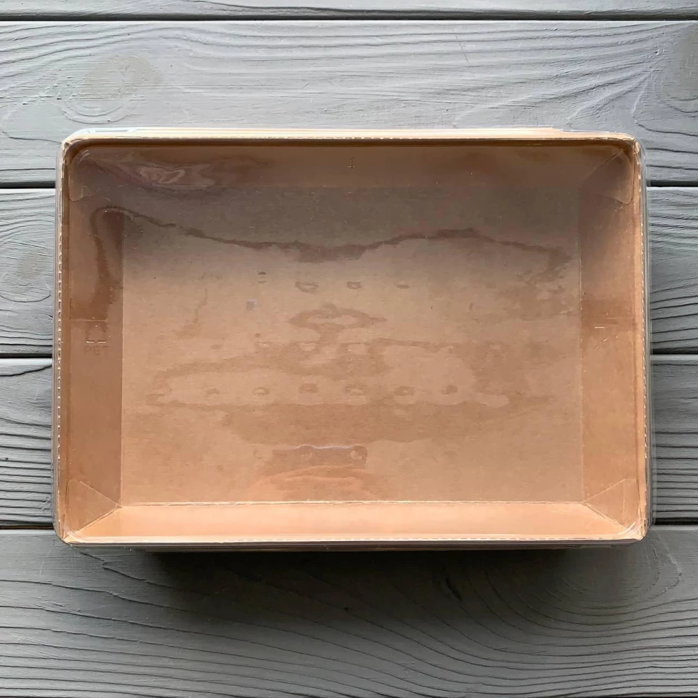 Контейнер паперовий Snack-box крафт/крафт прямокутний 2100мл 215х150х48 мм (50/300) SB2100