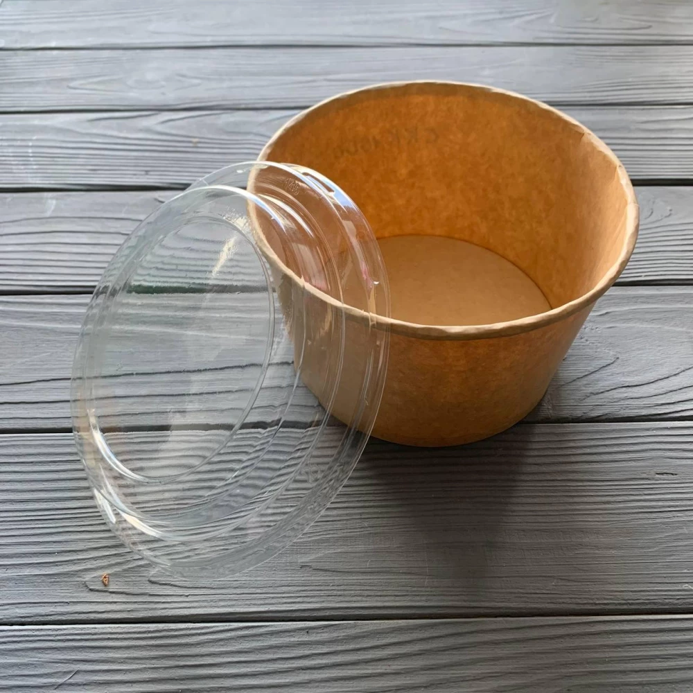 Салатник (супник) з кришкою 1000 мл крафт/крафт ⌀145 h=74мм (50шт/уп|400шт/ящ) СКК1000