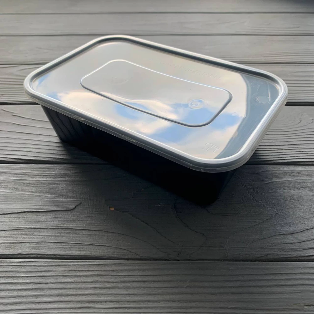 Контейнер Gloss прямокутний з кришкою 500мл чорний PP (50/250) Gloss500