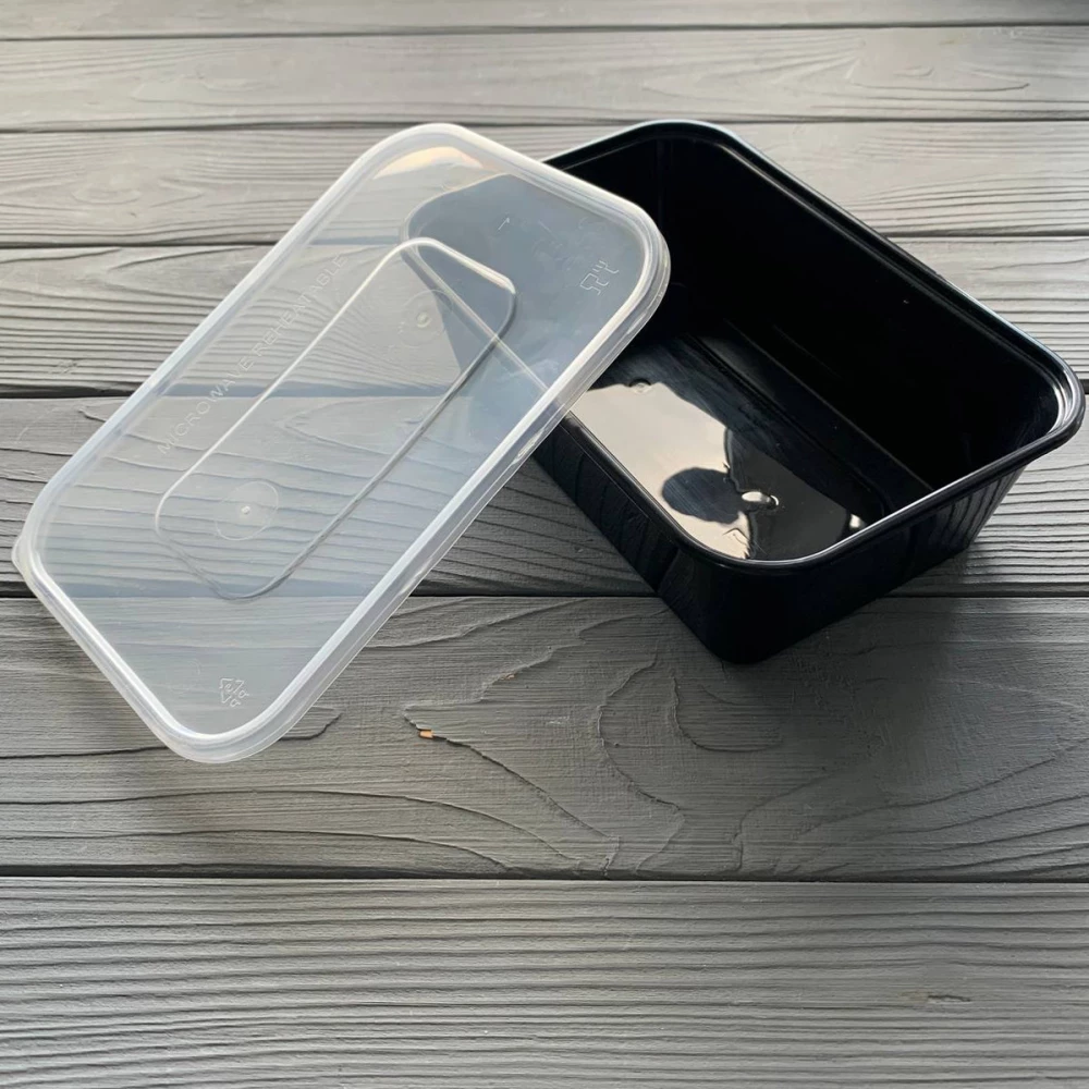 Контейнер Gloss прямокутний з кришкою 500мл чорний PP (50/250) Gloss500