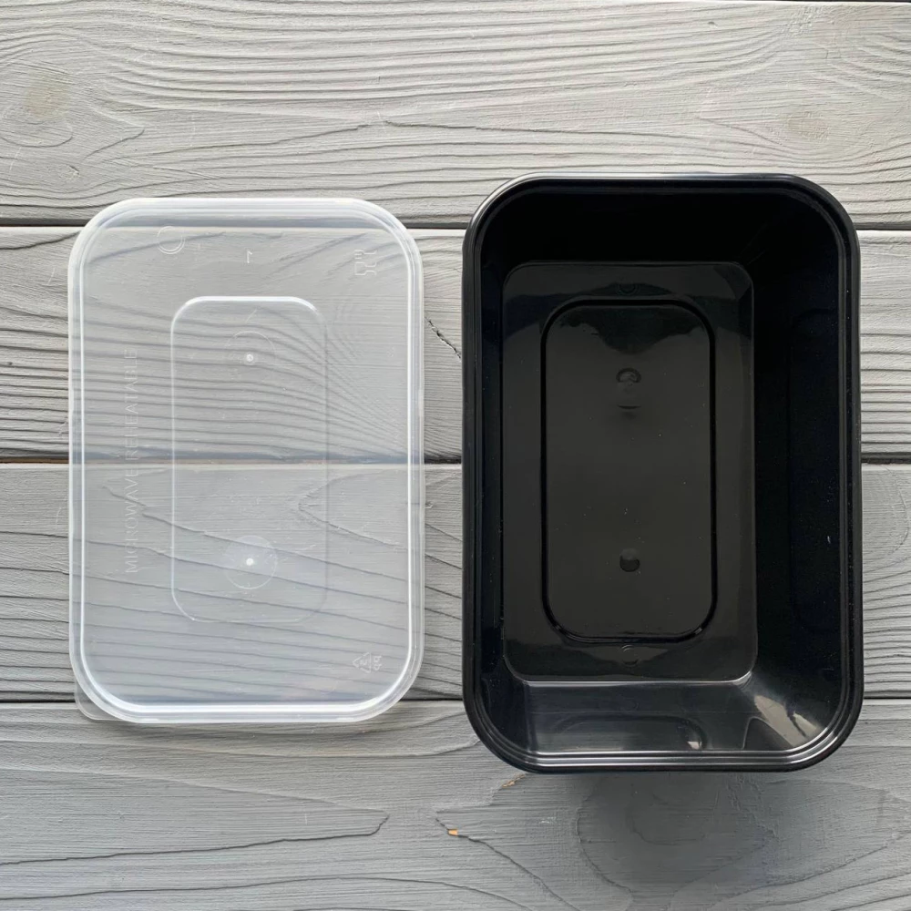 Контейнер Gloss прямокутний з кришкою 500мл чорний PP (50/250) Gloss500