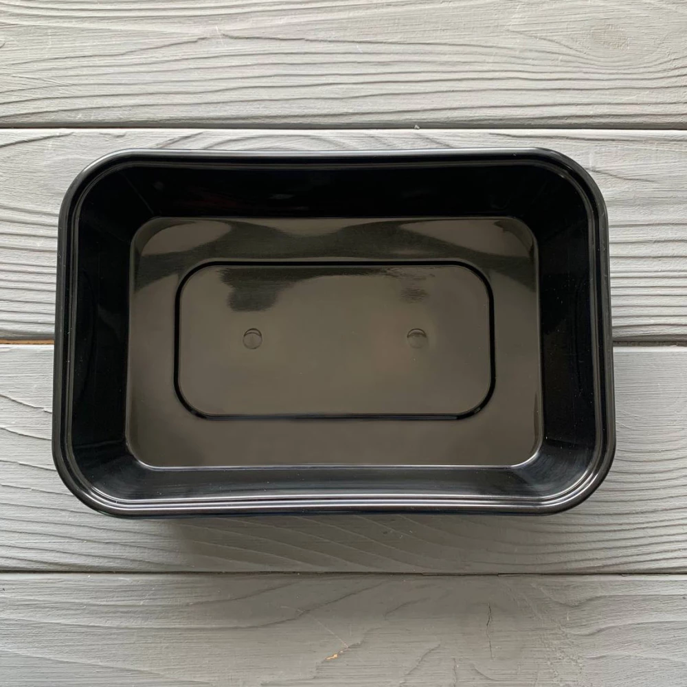 Контейнер Gloss прямокутний з кришкою 650мл чорний PP (50/250) Gloss650