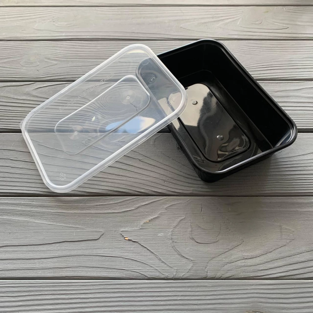 Контейнер Gloss прямокутний з кришкою 650мл чорний PP (50/250) Gloss650