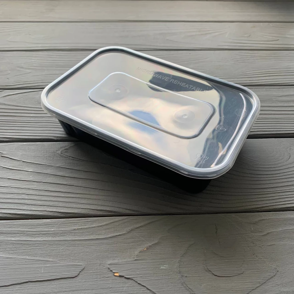 Контейнер Gloss прямокутний з кришкою 650мл чорний PP (50/250) Gloss650