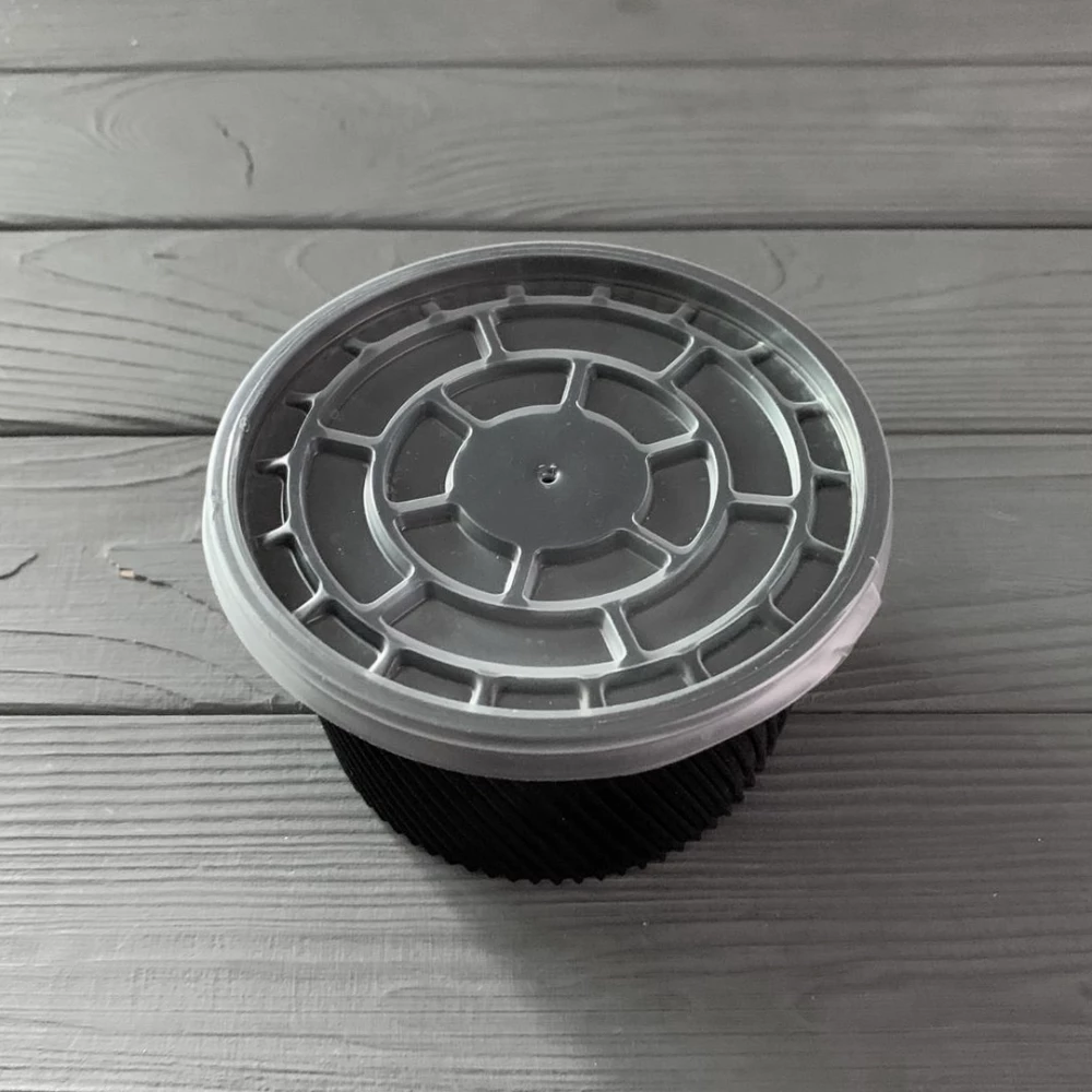 Контейнер - супник з кришкою круглий ребристий 500мл чорний PP ø=116 (50/1000) АЛ-500Р