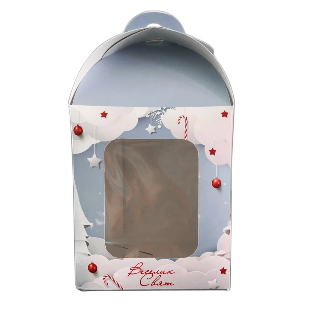 Коробка для сладостей “Веселых праздников 2023“ 120х120х150 мм KPK63