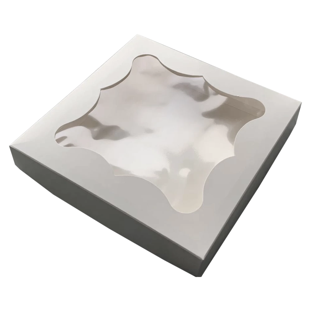 Коробка подарункова біла з віконцем 200*200*30 мм ПДК51