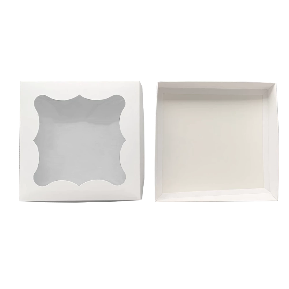 Коробка подарункова біла з віконцем 200*200*30 мм ПДК51