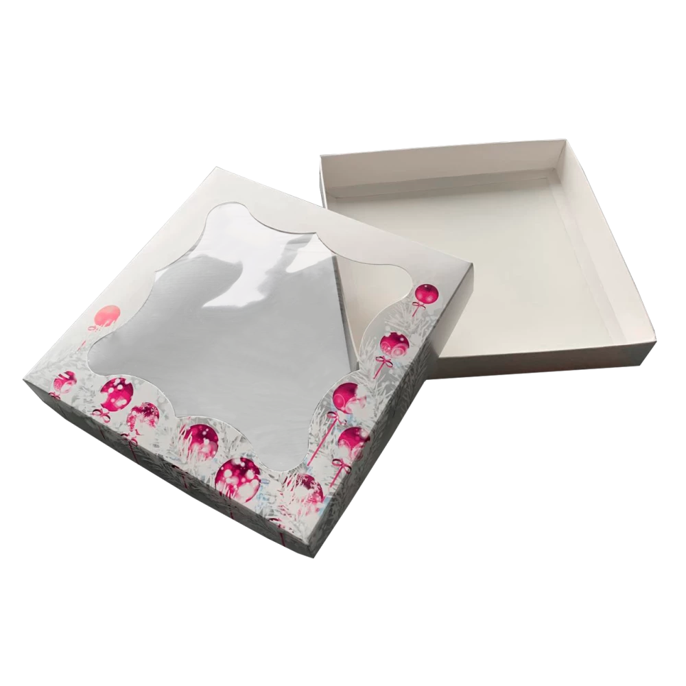 Коробка транспортувальна для пряників 200*200*30 (новорічні іграшки) К09