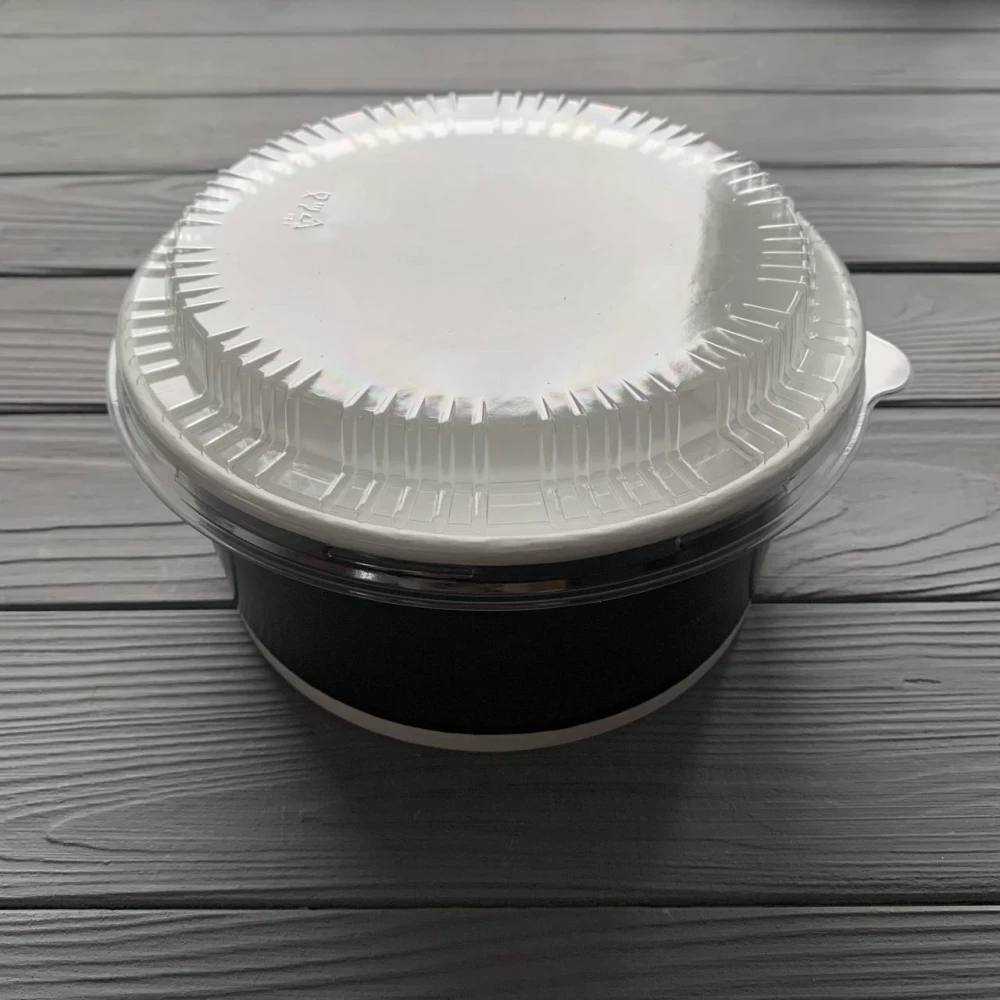 Салатник круглый 1Л. черный с крышкой УСКЧ